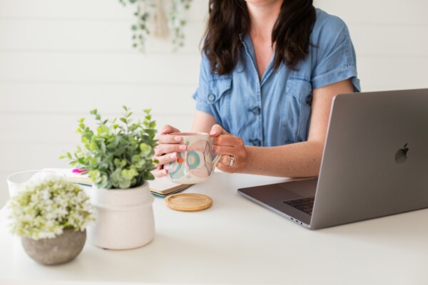 Laura Clark using a laptop
